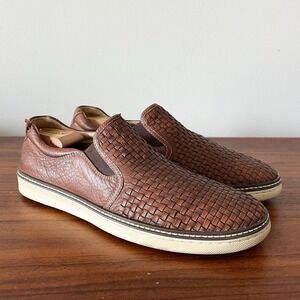 Johnston & Murphy McGuffey Slip On Sneakers Woven Leather Brown Men's Size 11M